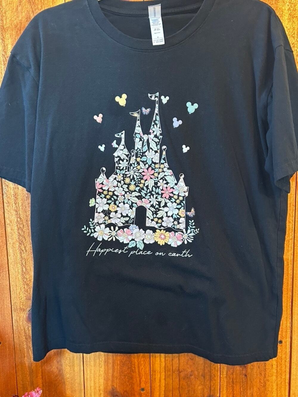 Disney Parks Womens M Navy Cinderella Castle Graphic T Shirt GUC